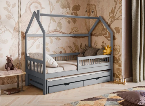 PAPI 80x180 grey children's house bed Lano Furniture