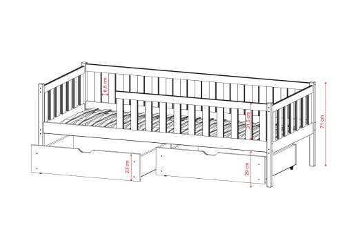 ANTONIO 80x180 bílá jednolůžková dětská postel Lano Nábytek