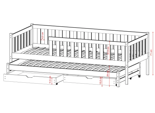COLA 80x180 růžová patrová postel Lano Nábytek