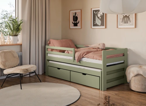 SENSO 80x160 olivová výsuvná dvoulůžková postel Lano Nábytek