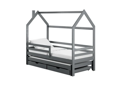 DANEK 90x180 grafitová dětská postel domečková Lano Nábytek