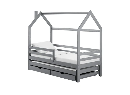 DANEK 90x200 popelavá dětská postel domečková Lano Nábytek