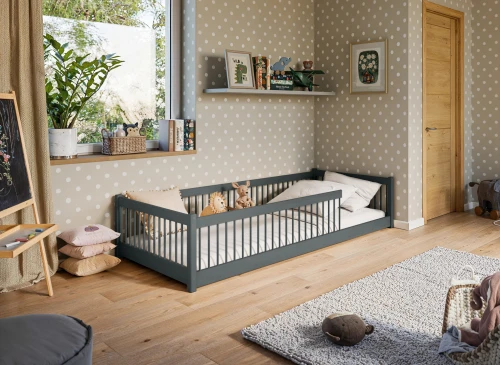 PEDRO 90x200 popelavá dětská postel Montessori Lano Nábytek