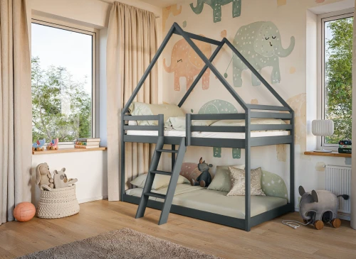 SWEET 80x180 grafitová patrová postel Lano Nábytek