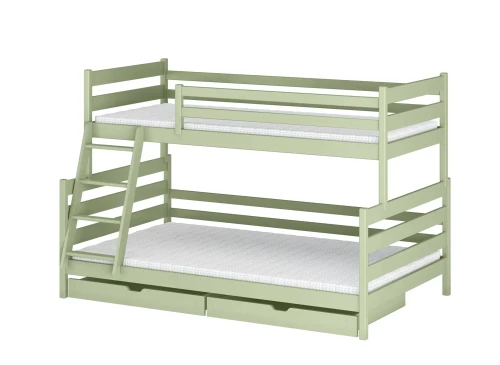 FAMI 90x200/120x200 olive bunk bed with wider deck Lano Furniture