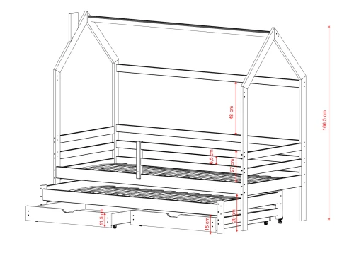 DANEK 90x190 borovice dětská postel domečková Lano Nábytek