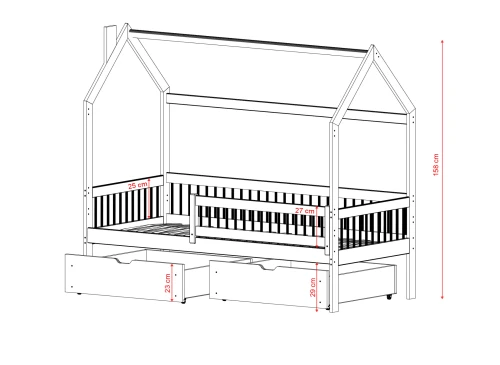 OSKAR 80x160 bílá dětská postel domeček Lano Nábytek