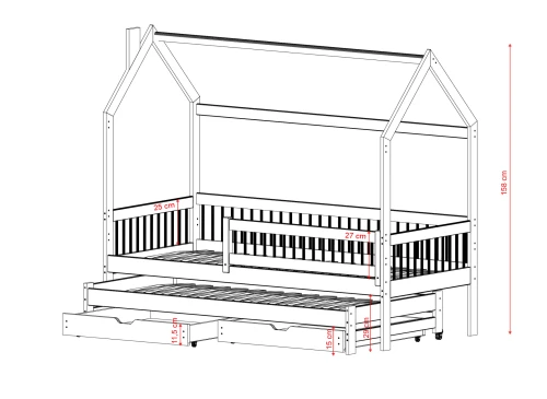 PAPI 80x180 borovice dětská postel domečková Lano Nábytek