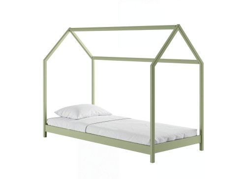 LUCKY 90x200 olive green children’s white house Montessori floor bed Lano Furniture