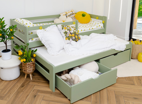 SENSO 80x170 olivová výsuvná dvoulůžková postel Lano Nábytek