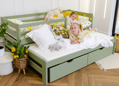 SENSO 80x180 olivová výsuvná dvoulůžková postel Lano Nábytek