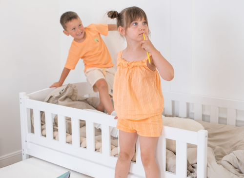 AMELKA 90x190 white double trundle bed Lano Furniture