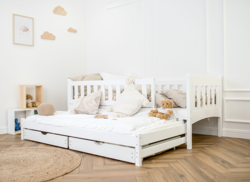 AMELKA 90x200 white double trundle bed Lano Furniture