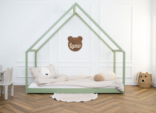 MORIS 90x200 olive green single children's house bed Lano Furniture