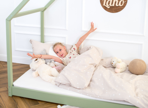 MORIS 90x200 olive green single children's house bed Lano Furniture