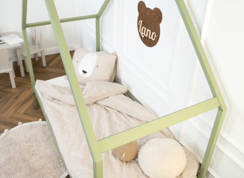 MORIS 90x200 olive green single children's house bed Lano Furniture