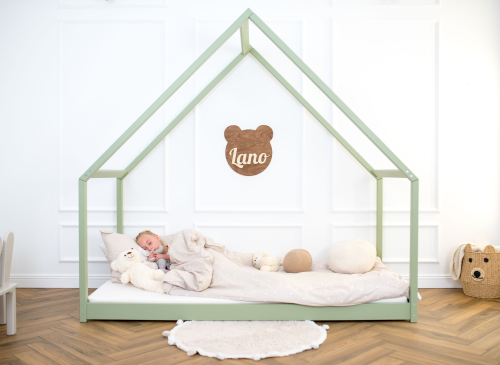 MORIS 90x200 olive green single children's house bed Lano Furniture