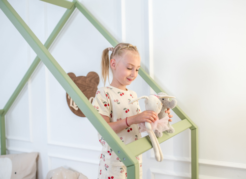 MORIS 90x200 olive green single children's house bed Lano Furniture