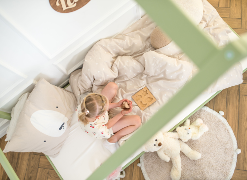 MORIS 90x200 olive green single children's house bed Lano Furniture
