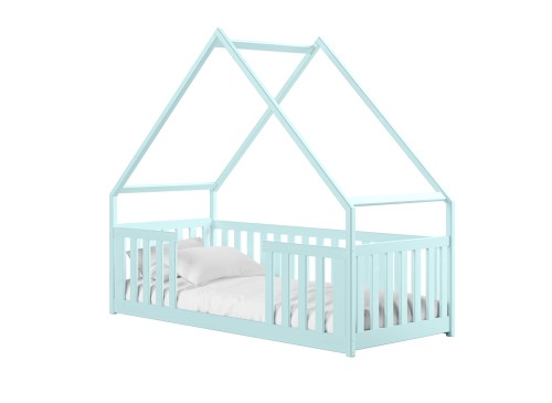 BEE 80x190 modrá montessori podlahová dětská domečková postel Lano Nábytek