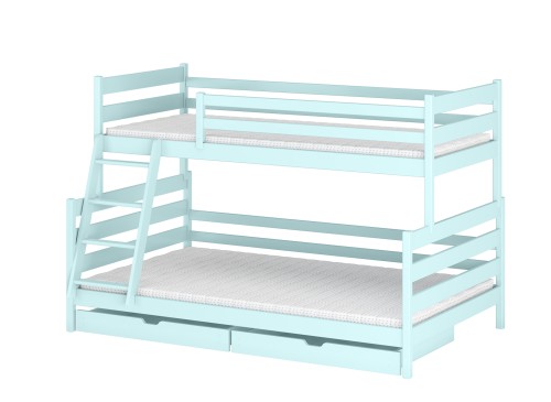 FAMI 90x200/120x200 modrá patrová postel se širší ložnou plochou Lano Nábytek