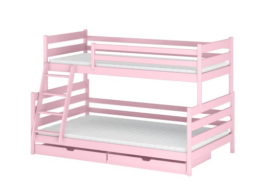 FAMI 90x200/120x200 růžová patrová postel se širší ložnou plochou Lano Nábytek