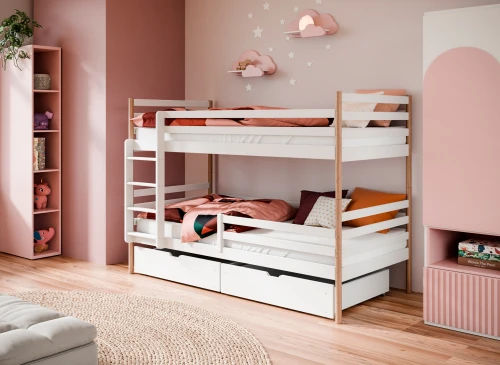 GUSTO 80x180 bílá+buk patrová postel Lano Nábytek