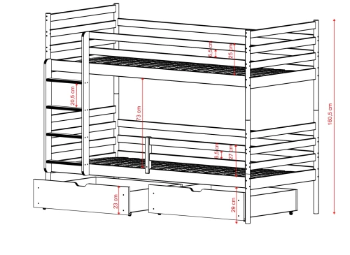 GUSTO 80x180 kašmír patrová postel Lano Nábytek