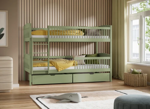 LUNA 90x200 olive green bunk bed Lano Furniture