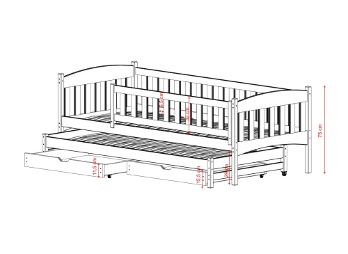 AMELKA 80x160 bílá výsuvná postel Lano Nábytek