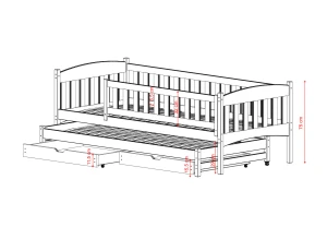 AMELKA 80x160 růžová výsuvná postel Lano Nábytek