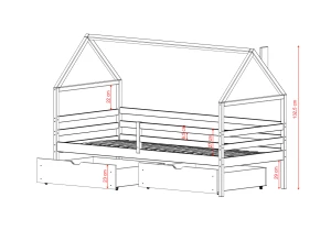 ARON 80x170 růžová dětská postel domeček Lano Nábytek