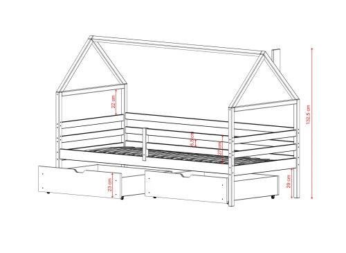 ARON 80x200 bílá dětská postel domeček Lano Nábytek