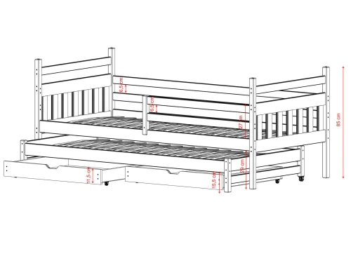 DANIEL 80x170 graphite double trundle bed Lano Furniture