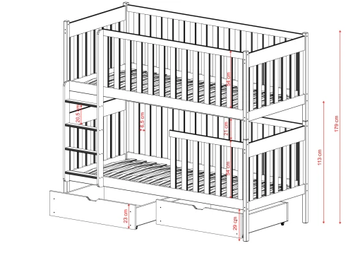 DAWID 80x180 modrá patrová postel Lano Nábytek
