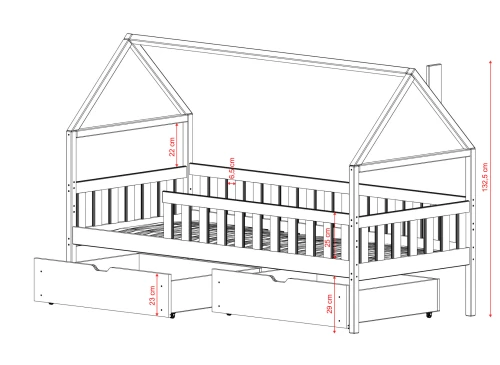 DOMI 80x190 borovice jednolůžková dětská postel Lano Nábytek