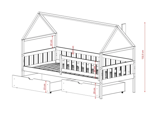 DOMI 80x200 bílá jednolůžková dětská postel Lano Nábytek