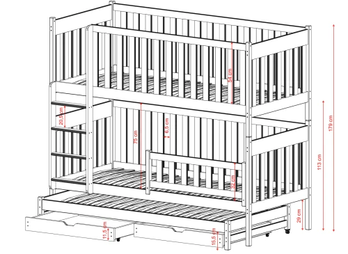 EMILKA 80x200 bílá patrová postel Lano Nábytek