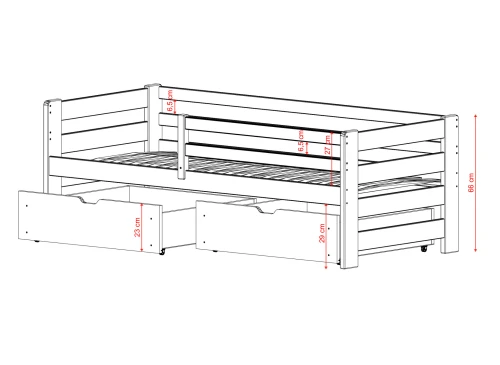 ERGO 80x170 bílá jednolůžková dětská postel Lano Nábytek