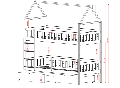GAJA 90x200 bílá patrová postel Lano Nábytek