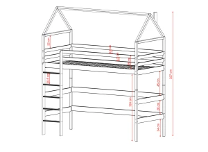 GLORIA 80x190 růžová vyvýšená jednolůžková dětská postel Lano Nábytek