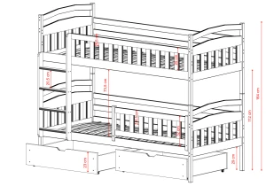 IGNAŚ 80x200 cashmere bunk bed Lano Furniture