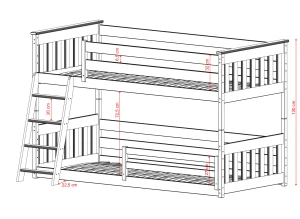 KEVIN 80x190 modrá patrová postel Lano Nábytek