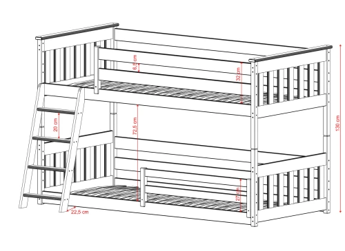 KEVIN 80x200 borovice patrová postel Lano Nábytek