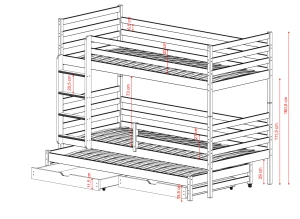 LUK 80x190 olive green bunk bed Lano Furniture