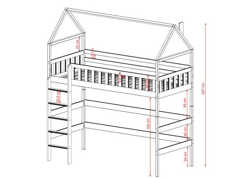 OTYLIA 90x190 borovice vyvýšená jednolůžková dětská postel Lano Nábytek