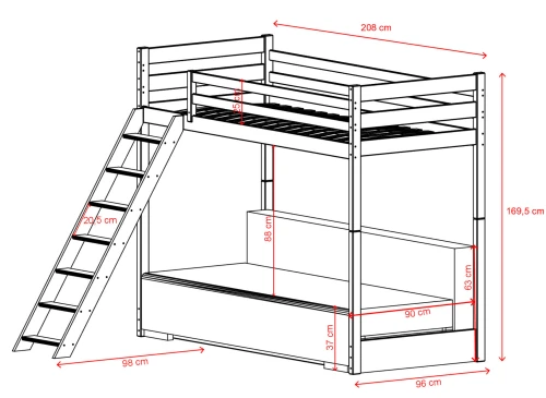 SOFINO 90x200/140x200 růžové lůžko na patrové posteli s rozkládací pohovkou béžová látka poso 38 Lano Nábytek