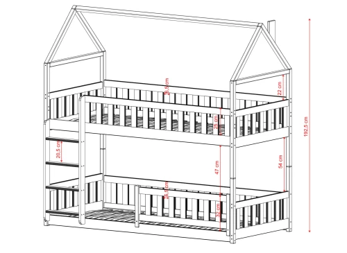 POLA 90x190 modrá patrová postel Lano Nábytek