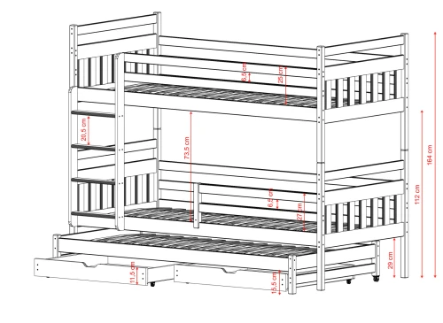 SEWERYN 80x190 borovice patrová postel Lano Nábytek