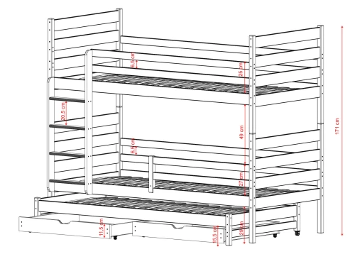 TOMI 90x200 olivová patrová postel Lano Nábytek